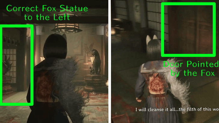 Fuchsstatuenraum in Silent Hill f Dunkler Schrein