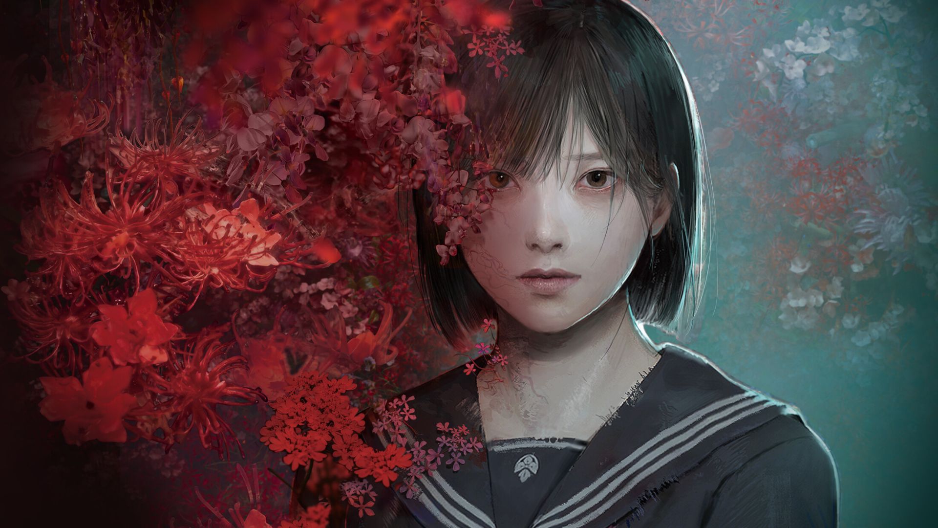 Silent Hill f promotional art showing Hinako Shimizu in 1960s Japan with supernatural fog
