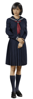 Concept art of Hinako Shimizu in her school uniform looking distressed