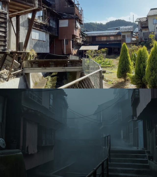 Comparison between Kanayama streets and Silent Hill f concept art
