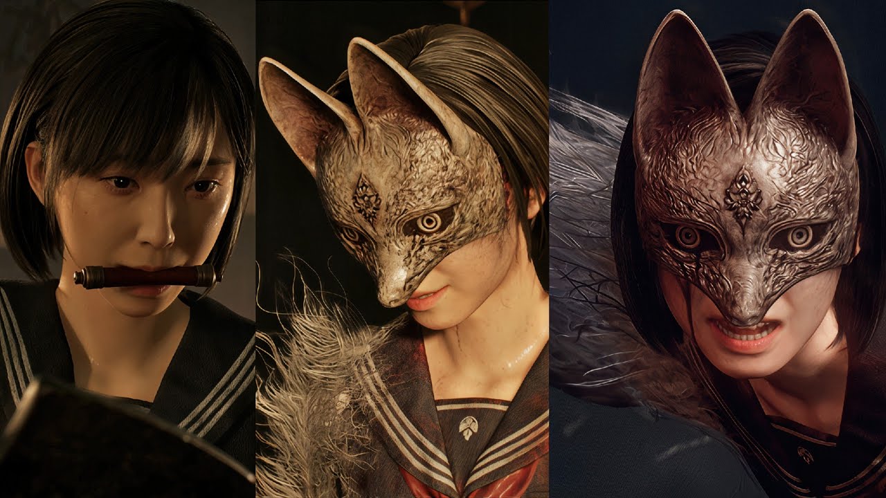 Transformación de Máscara de Zorro de Silent Hill f mostrando la posesión del kitsune
